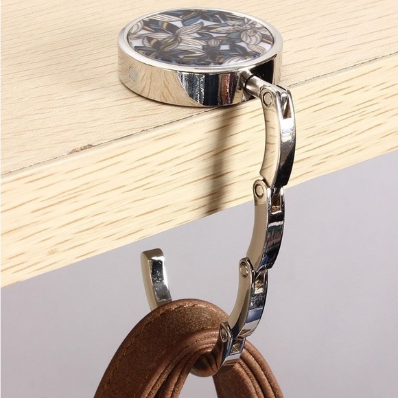 NEW Round Purse Hook - Foldable Handbag Hanger Floral - Picture 6 of 11